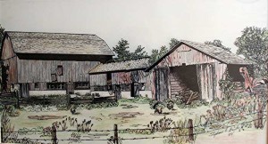 The Ridgeman barnyard- painted by granddaughter Stephaine