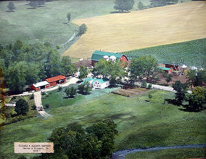 Arial photograph of Marten family farm in Eagle, Wisconsin. Circa 1966.