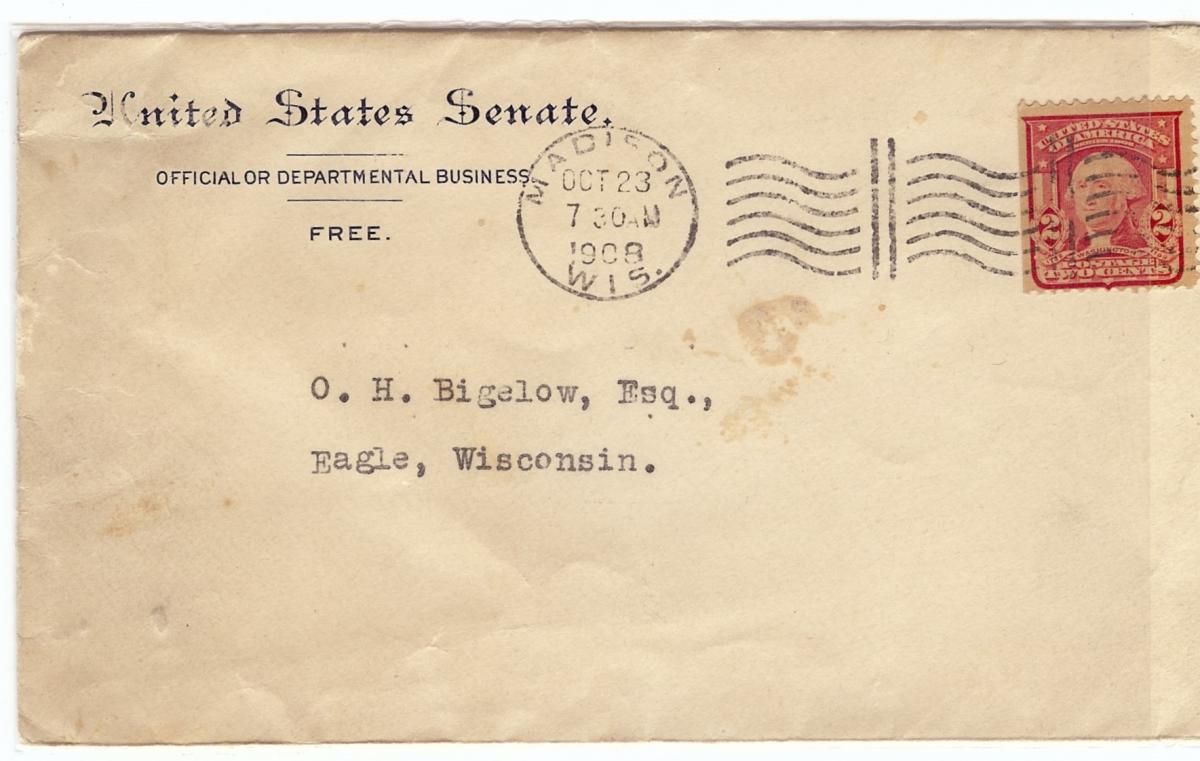 09-58-2-Envelope-from-US-Senate-to-OH-Bigelow-dated-Oct-23-1908