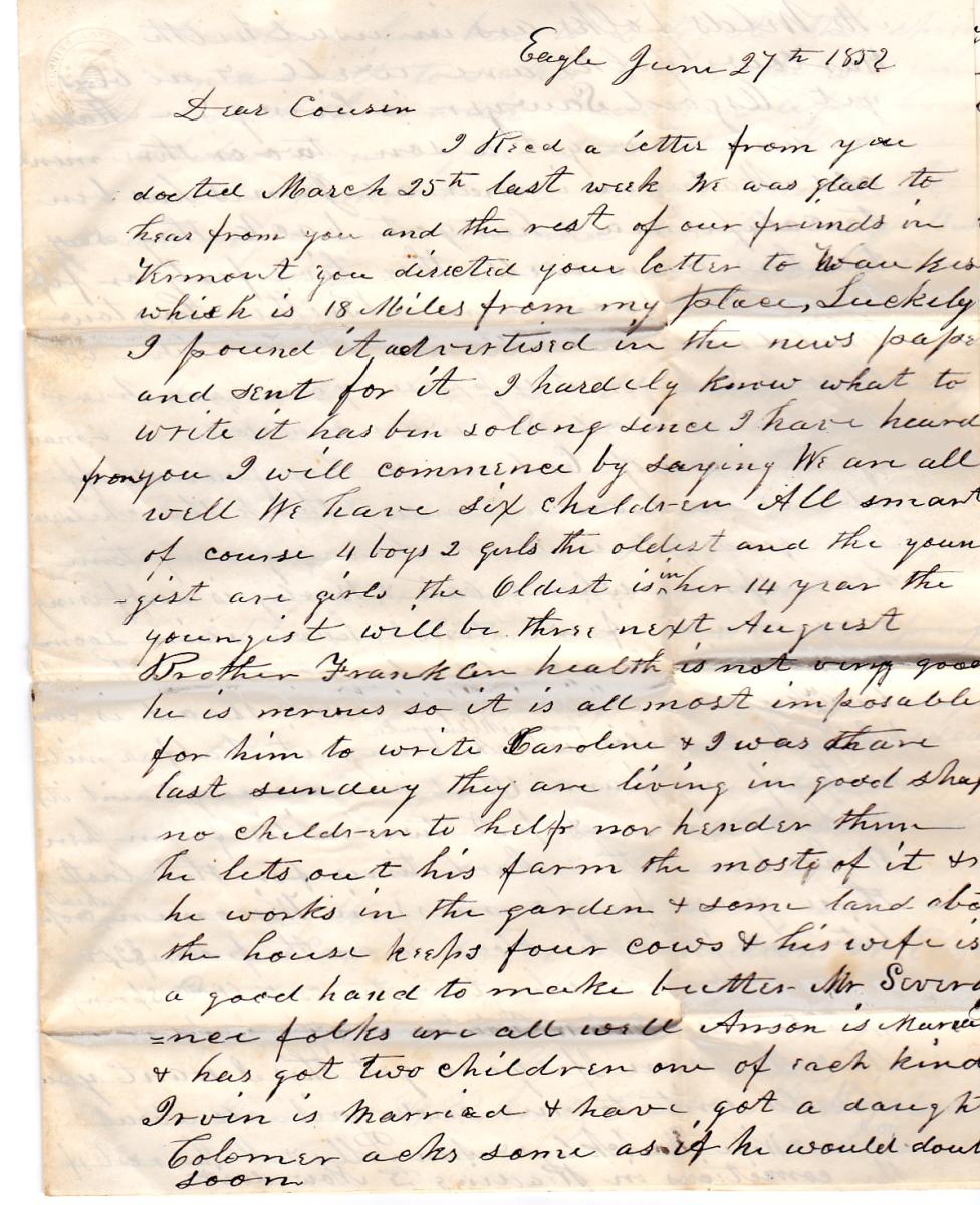 Bigelow-Letter-6-27-1852-p1