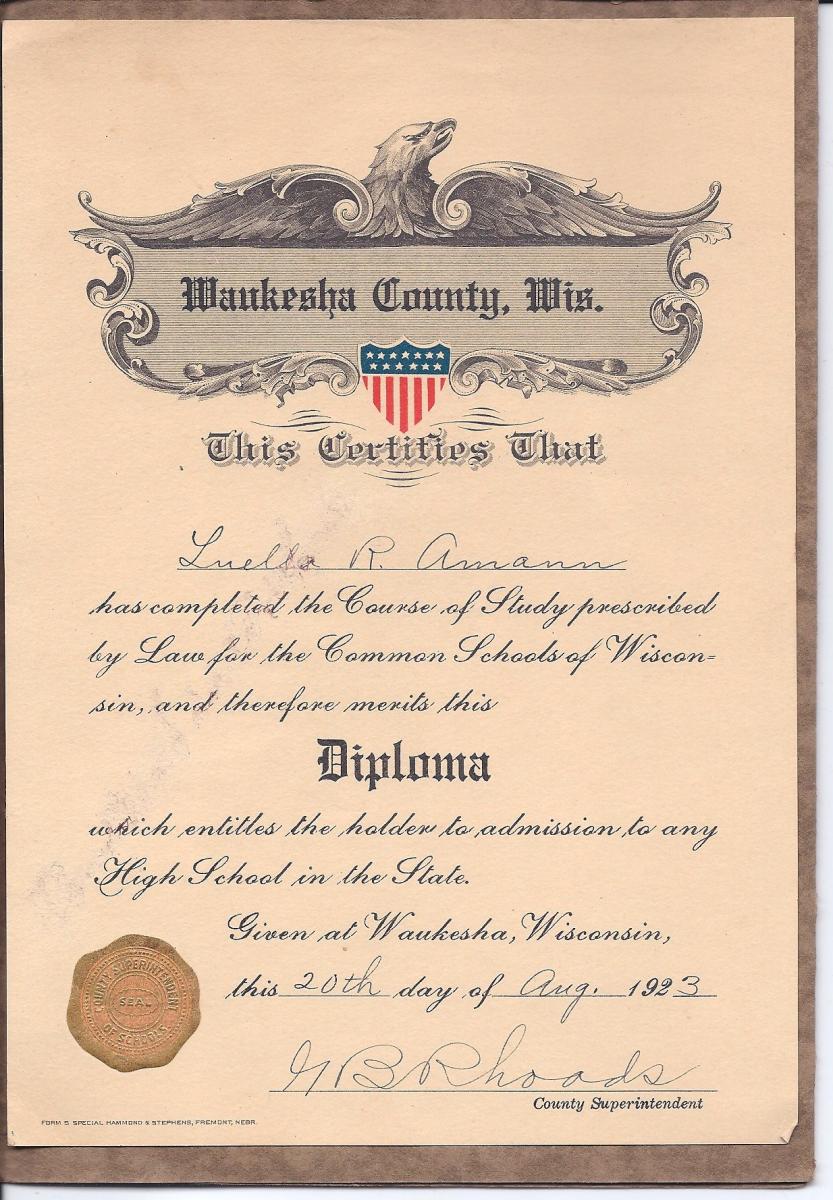 Luella-Amann-Diploma-1923